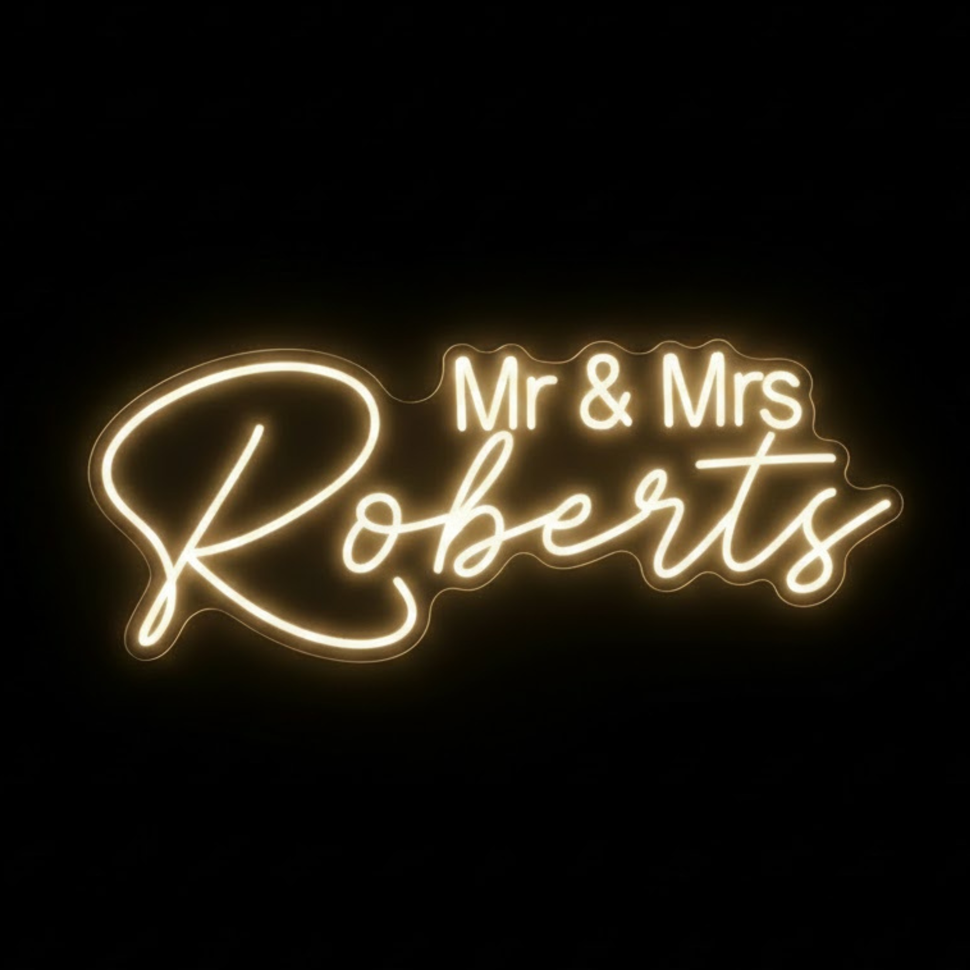 Mr & Mrs [Your Surname] personalised LED neon wedding sign - custom made in the UK